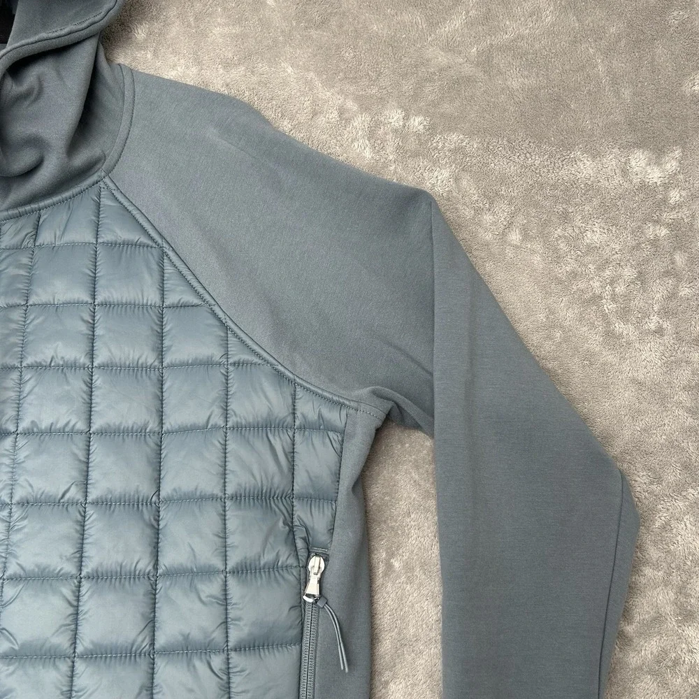 Old Navy Mens Active Dynamic Fleece Quilted Hybrid Zip Up Hoodie Blue Gray Large